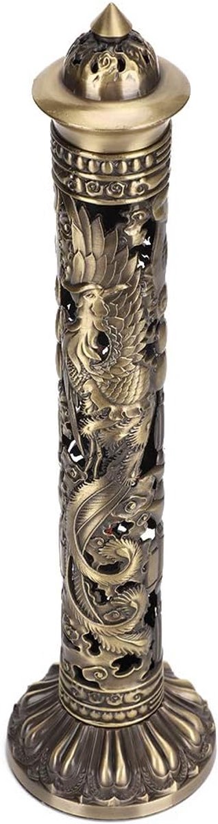 SnelShoppen - Dragon Incense Holder, Retro Incense Burner met Draak en Feniks Relief, Verticale Stick Incenshouder van Hoogwaardige Messing voor Thuis