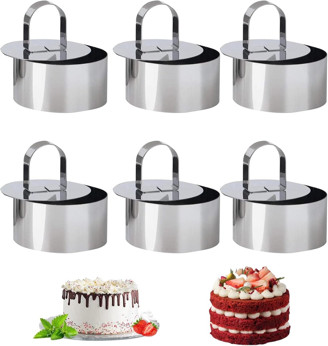 6 Pcs Cake Rings, Stainless Steel Food Masher, Food, Cooking, Presentation Rings, Cake Mould, Cake Mould, Cake Mould - ShopVlot