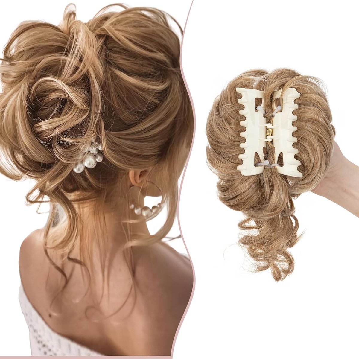 SEGO Hairpiece with Clip Bun Hairpieces Hair Elastic with Hair Extensions Ponytail Braid Updo Hairstyles #27T613 - ShopVlot