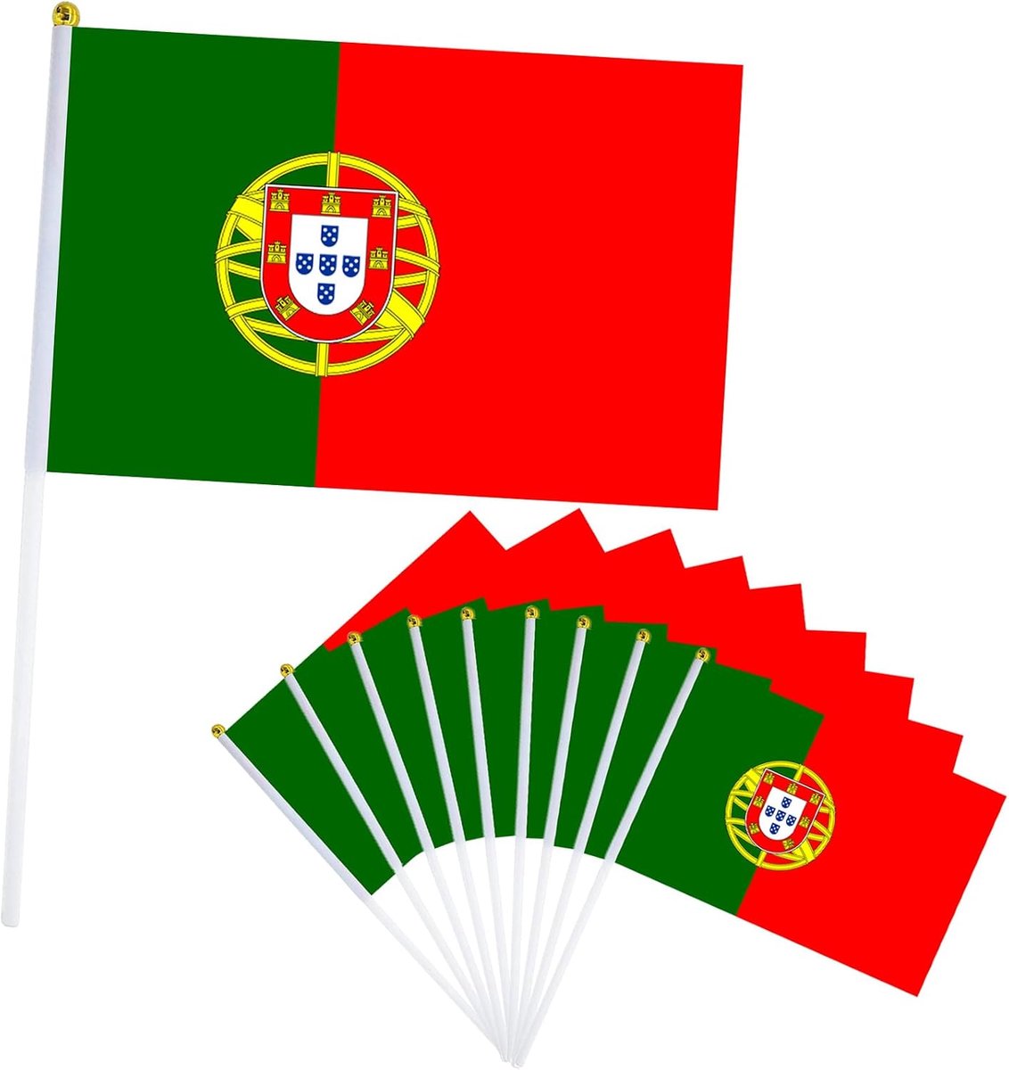SnelShoppen - Handvlag Portugal - Kleurrijke Landenvlag voor Feesten, Evenementen en Decoratie - Ideaal voor Camping, Sport, Tuin en Kinderen - Duurza