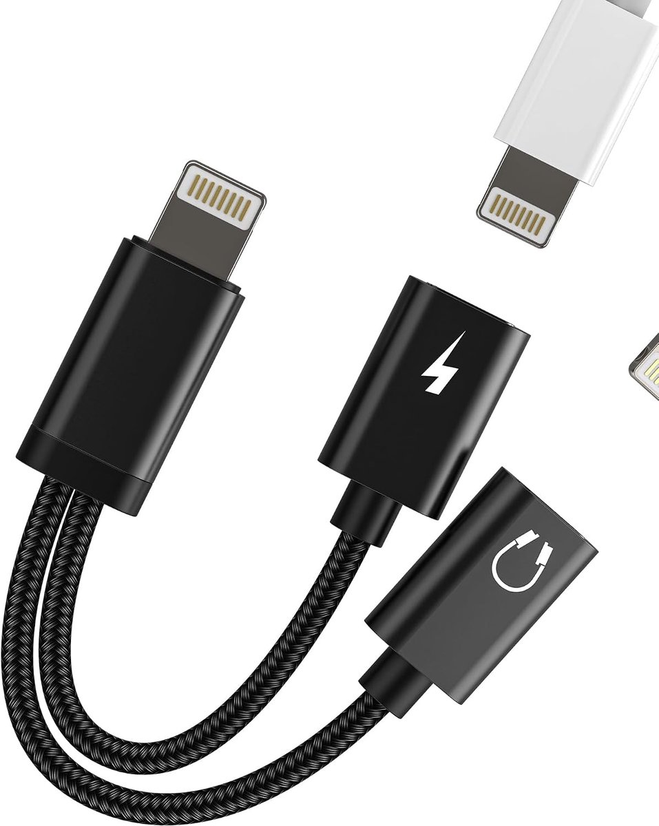 SnelShoppen - Adapter Jack Dual Lightning Hoofdtelefoon voor Apple iPad Accessoires Aux Oplaadkabel Splitter voor iPhone 14 13 - Geluidskabel voor Aut