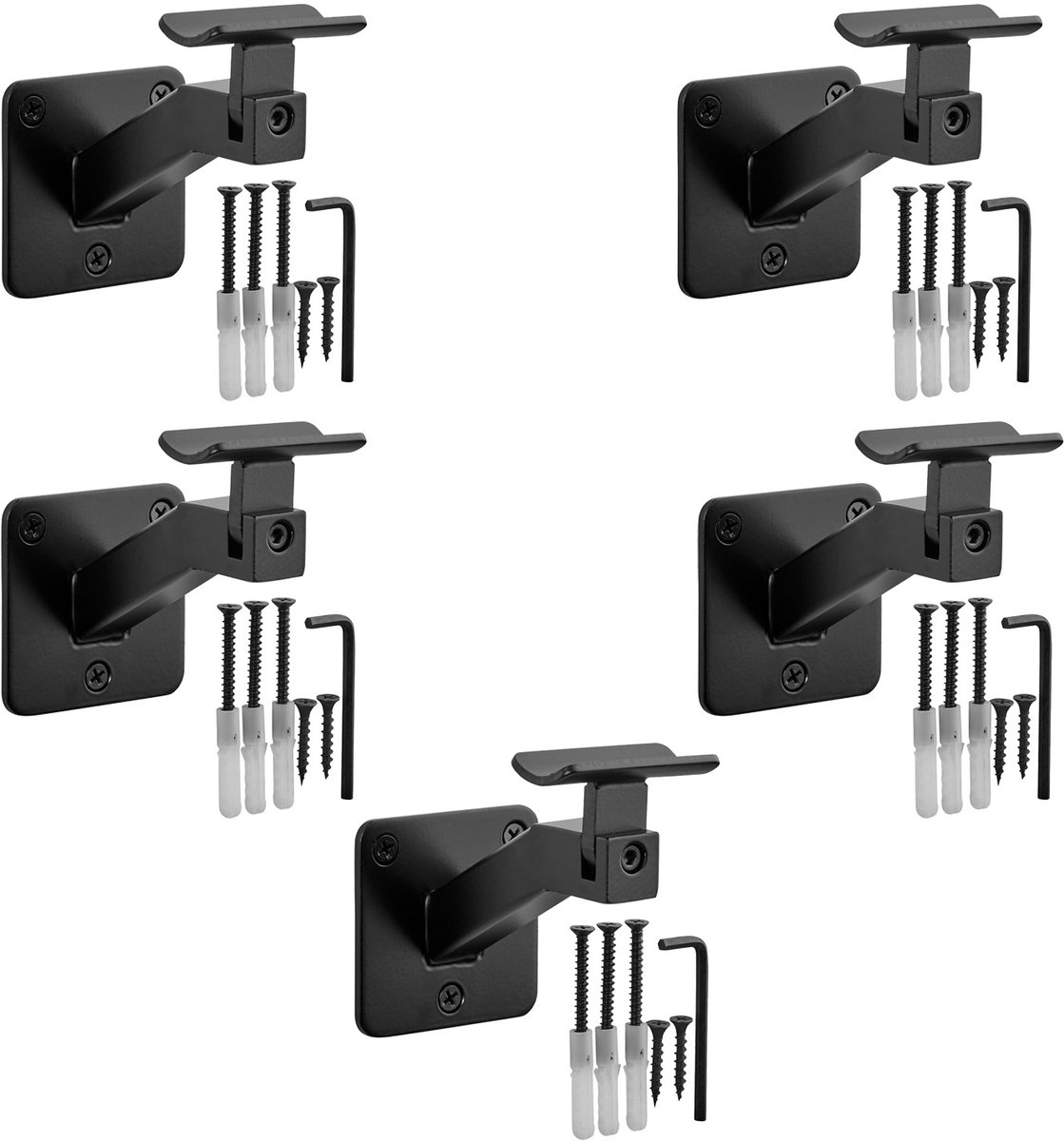 SOTECH Set van 5 leuninghouder FORGE 40° verstelbaar voor Ø 45 mm ronde leuningen (70 x 99 x 100 mm staal zwart poedercoating) voor een exacte aanpassing aan traphellingen en montagesituaties
