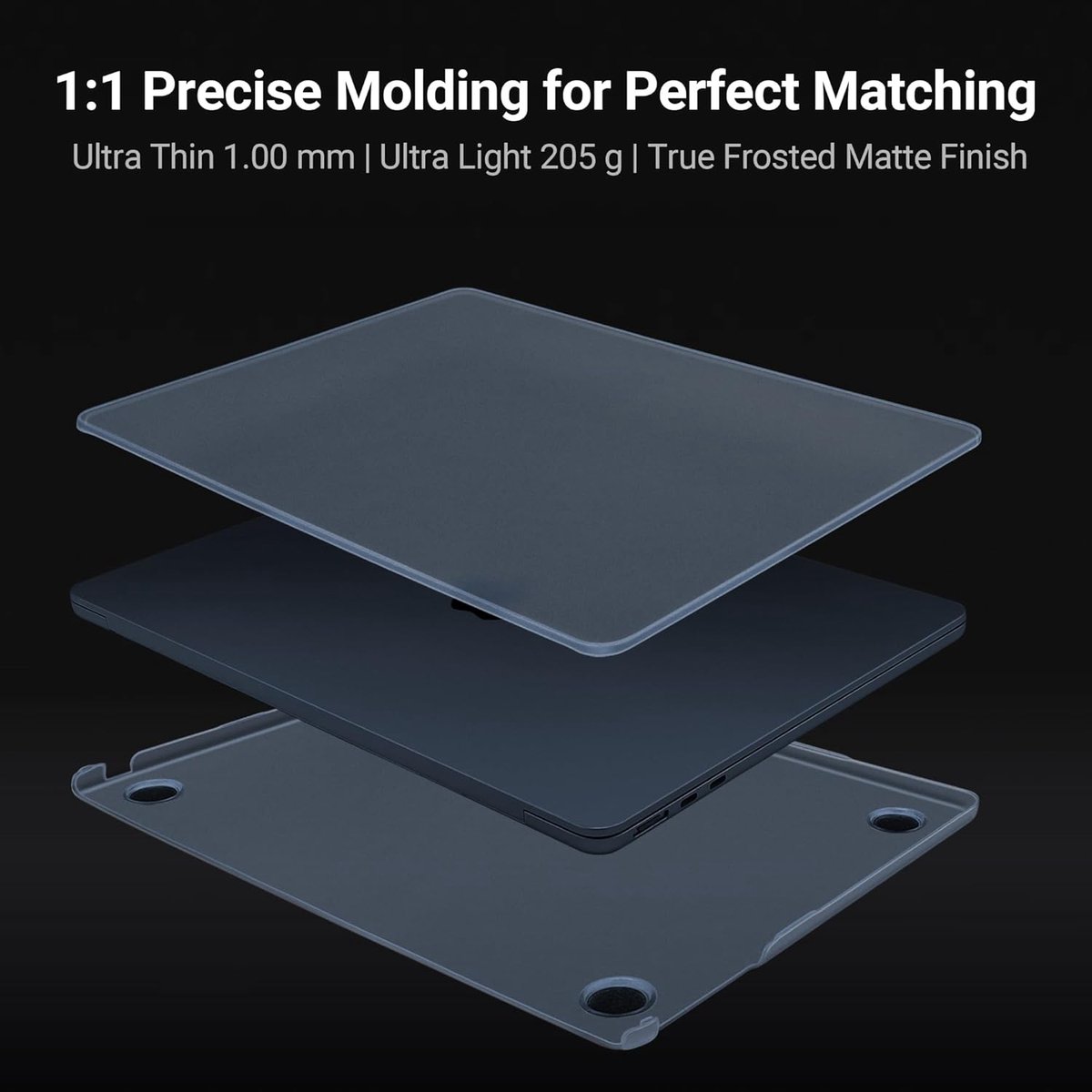 SnelShoppen - Premium Ultra-dunne Hard Shell Case voor MacBook Air M4 M3 M2 13.6 inch 2022 2024 2025 - Matte Middernacht Blauw met TPU Toetsenbordbesc
