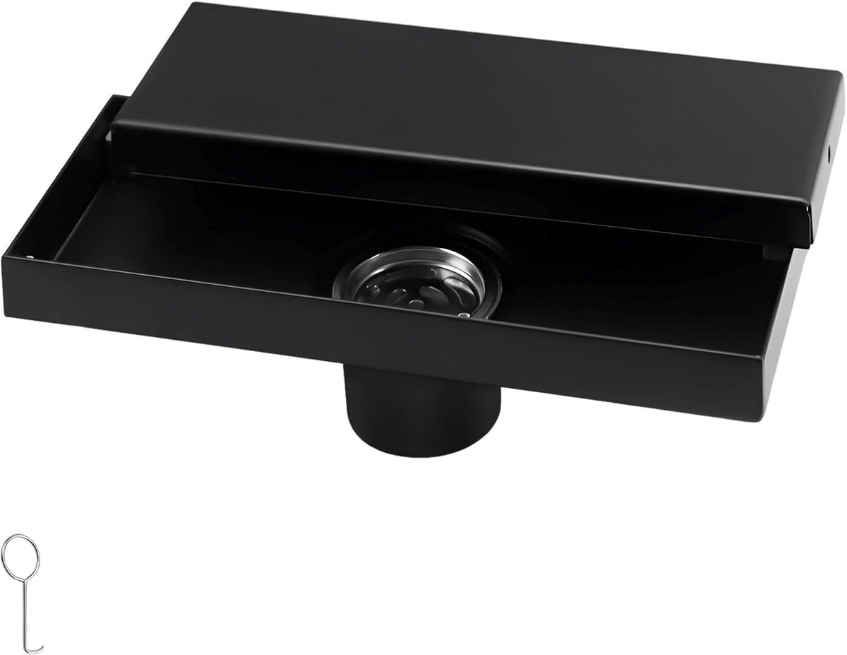 SnelShoppen - Odor Drain Vloerafvoer 20 x 8 cm Met Haarfilter | Doucheafvoer, 304 RVS, Plat en Glad, Zijafvoer, Geschikt voor Badkamer, Keuken, Balkon