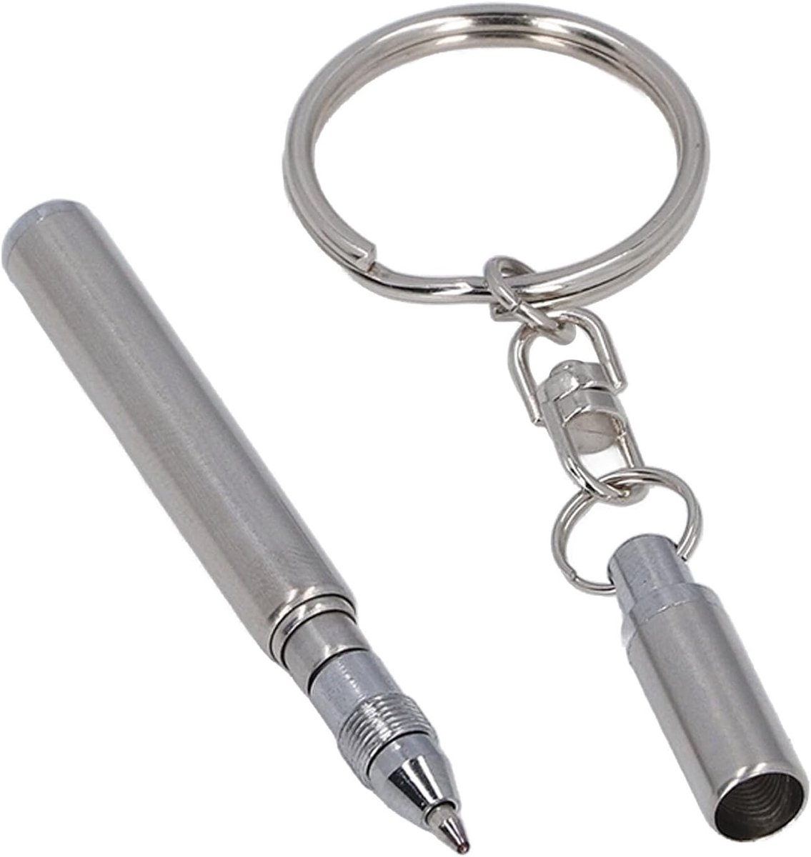 Stainless Steel Retractable Pocket Pen, Telescopic Keychain Pen with Metal Key Holder, Retractable Mini Pen Ideal for - ShopVlot