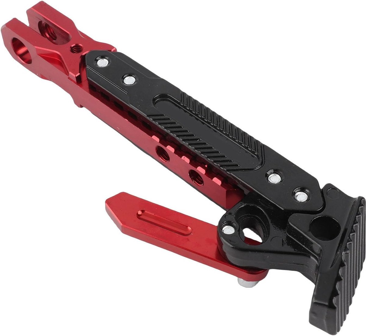 SnelShoppen - Verstelbare Aluminium Legstand Motorfiets Kickstand, Horizon Beugel met Voetsteun voor Stabiliteit B0503 Rood