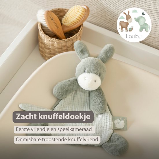 Nattou LouLou Baby Knuffeldoekje - Doudou Ezel - Baby Cadeau - 25 cm - Lindegroen van Nattou — afbeelding 3