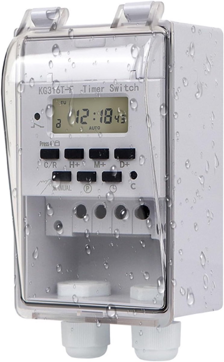 Programmeerbare timer relais schakelaar - 220V digitaal LCD display - waterdichte transparante cover - ShopVlot
