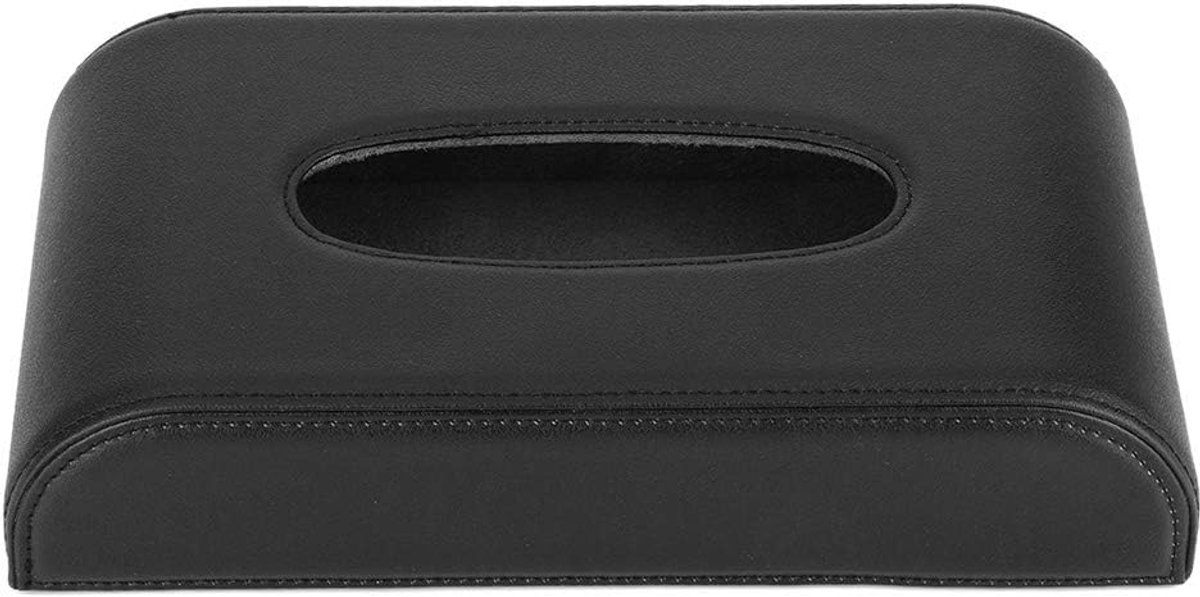 SnelShoppen - Multifunctionele Auto Organizer - Zwarte PU Leren Napkinhouder - Handdoekdispenser - Stijlvolle Autodecoratie - Duurzaam en Praktisch