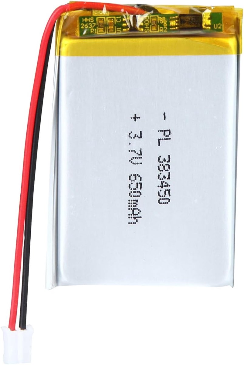 SnelShoppen - 3.7V 650mAh Lithium Polymer Accu 383450 met 2P-PH Aansluiting en 2mm Rastergrootte voor Elektronische Toepassingen