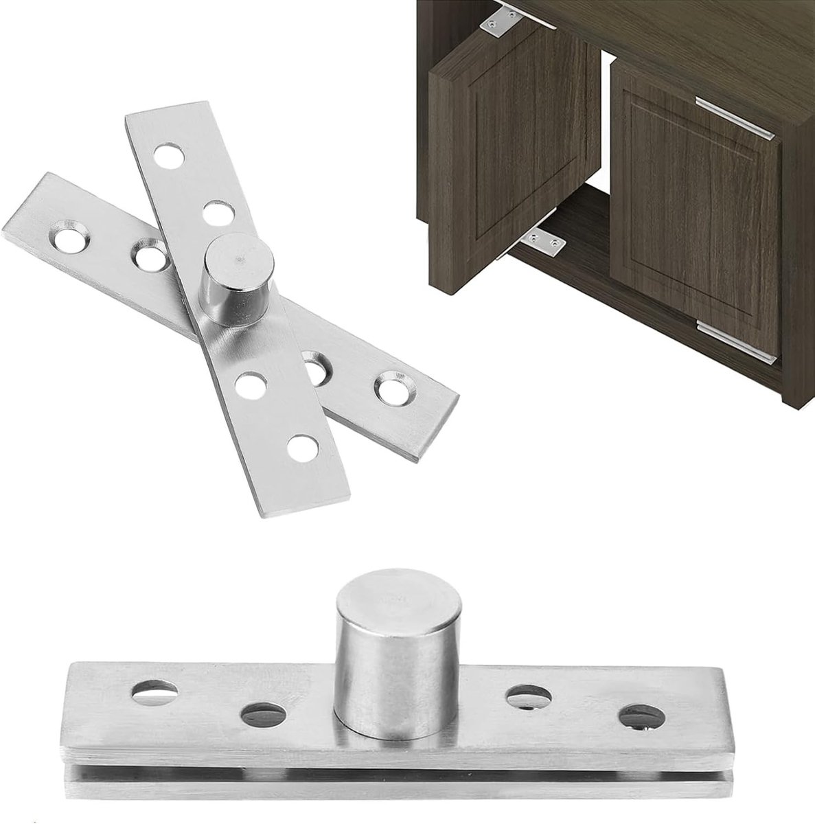 Set van 2 Versteekte Deurscharnieren, Draaibare Deurscharnier, 360° Rotatie, RVS Deurscharnieren voor Kasten en Deuren, Ideaal voor Verbetering van Meubelontwerpen