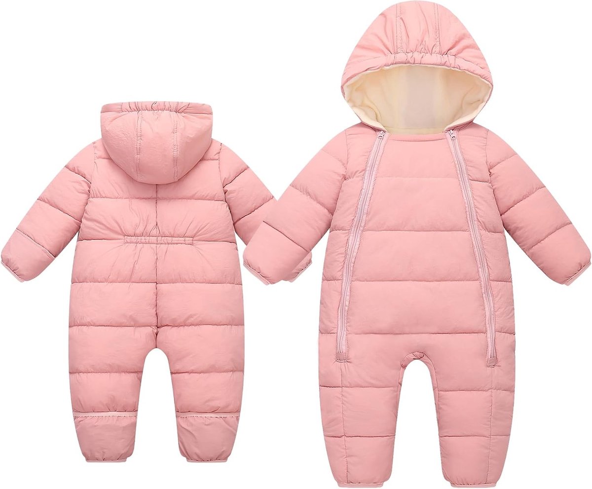Warme Baby Winter Romper met Voeten en Rits voor Meisjes en Jongens van 0 tot 24 Maanden, Ideaal voor Koude Dagen en Buitenactiviteiten
