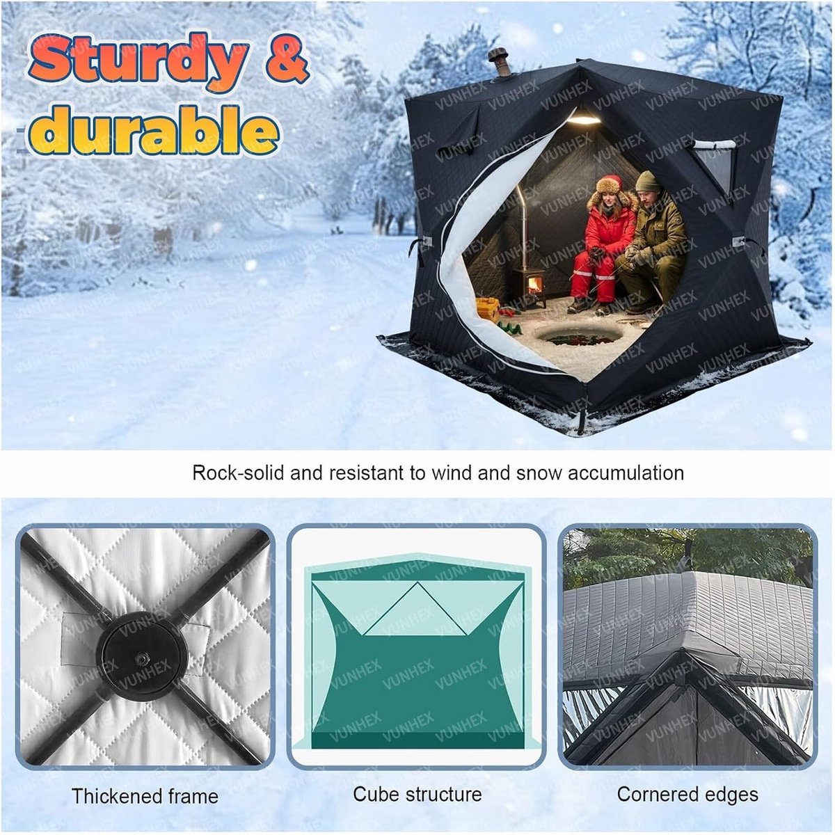 Draagbare Saunatent - Outdoor Sauna Tent - Ontspannen Buiten - 3-Laags Thermische Isolatie - 3-4 Personen - Zwart thumbnail 4