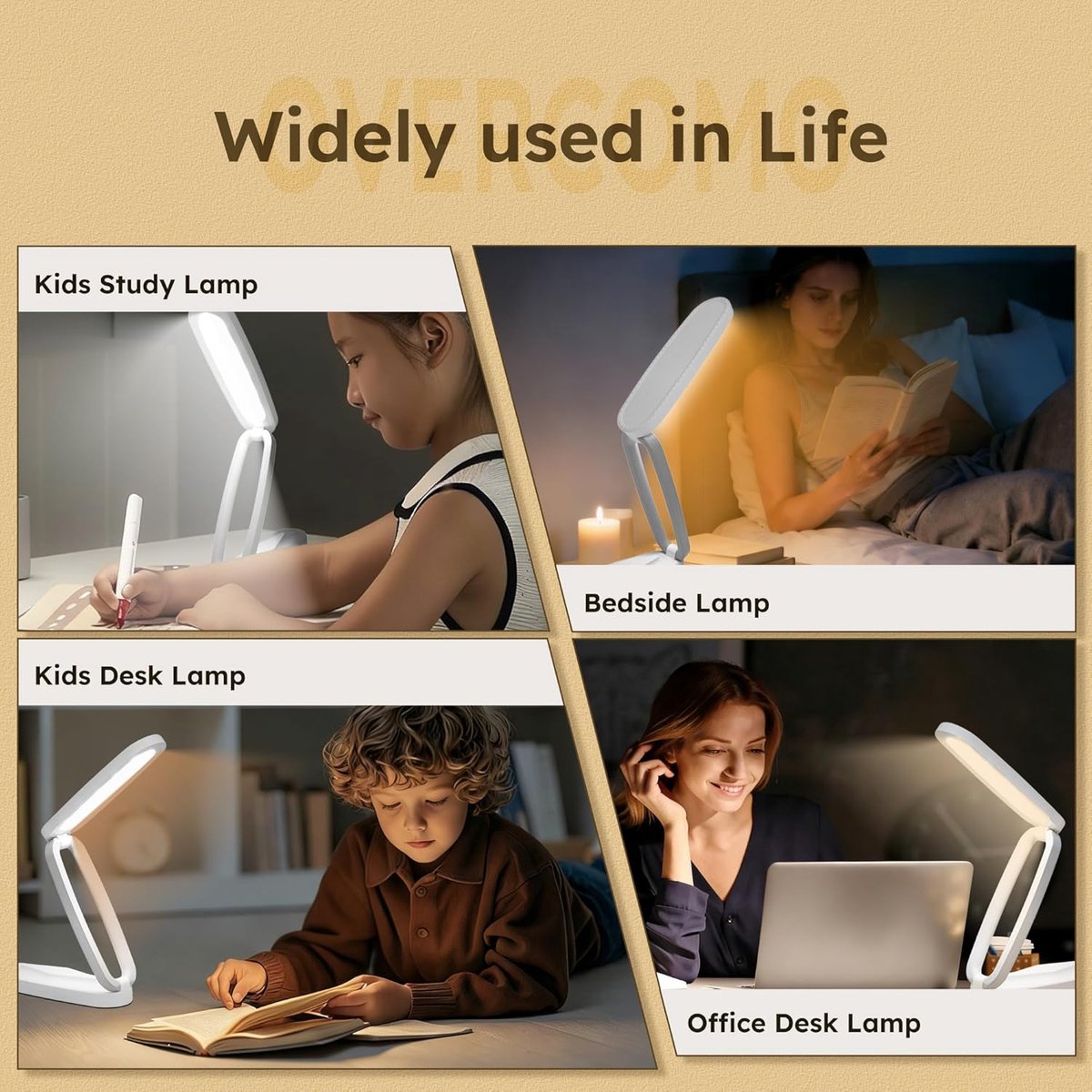 Bobypet - Opvouwbare Draadloze LED Bureaulamp met Accu - Oplaadbare Leeslamp met 3 Lichtstanden en Dimbare Functie - Draagbare USB C Tafellamp voor Studie, Kantoor, Reizen en Nagels - Wit thumbnail 6