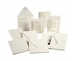 Passepartout kaarten assortiment | Dubbele knutselkaarten met enveloppen | 2x50 stuks