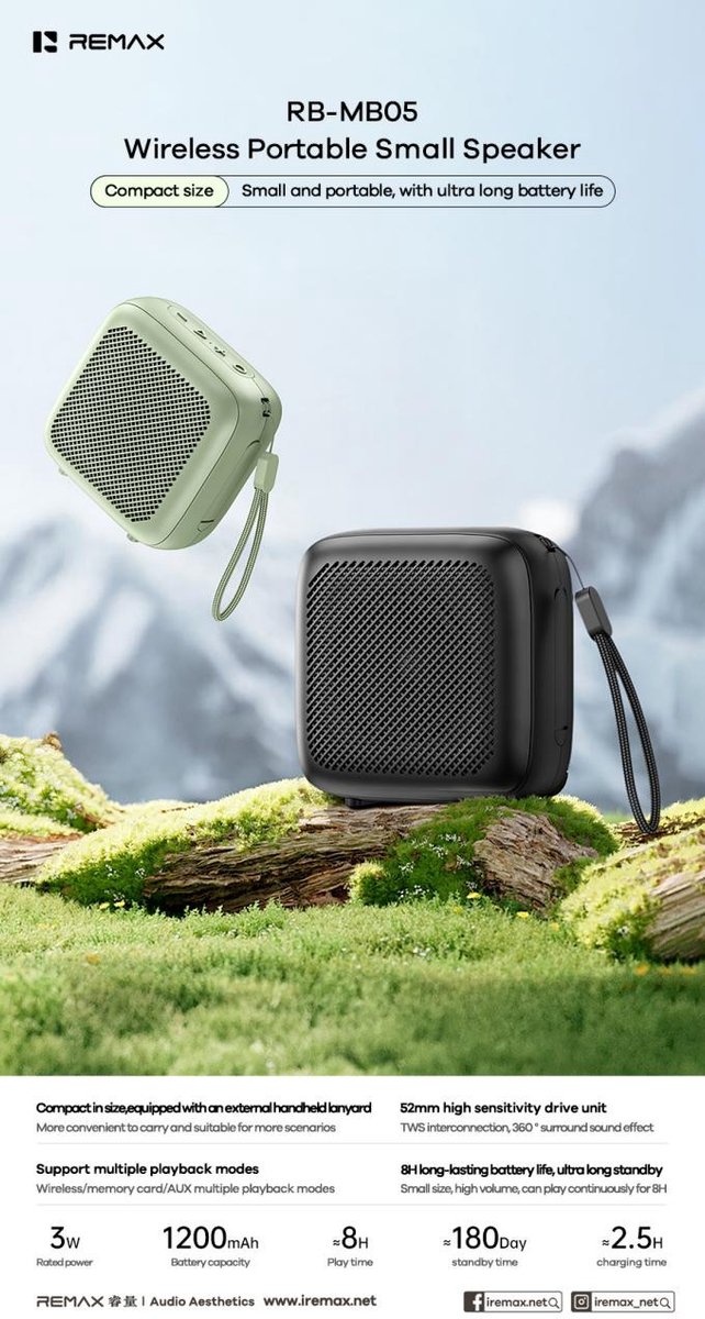 Remax RB-MB05 - Bluetooth speaker - 3W - Compact - Groen van Remax — afbeelding 2