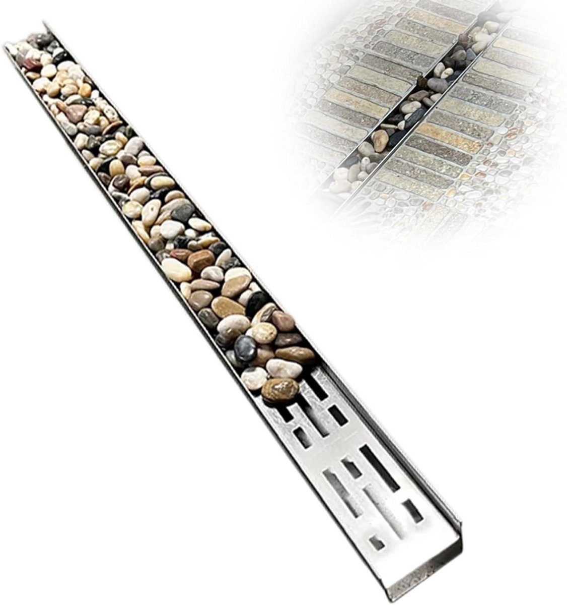 Afvoersysteem voor Tuin - Drainagegoot Vloergoot - Water Afvoeren - Draagvermogen 1 Ton - 1 Meter - Zilver