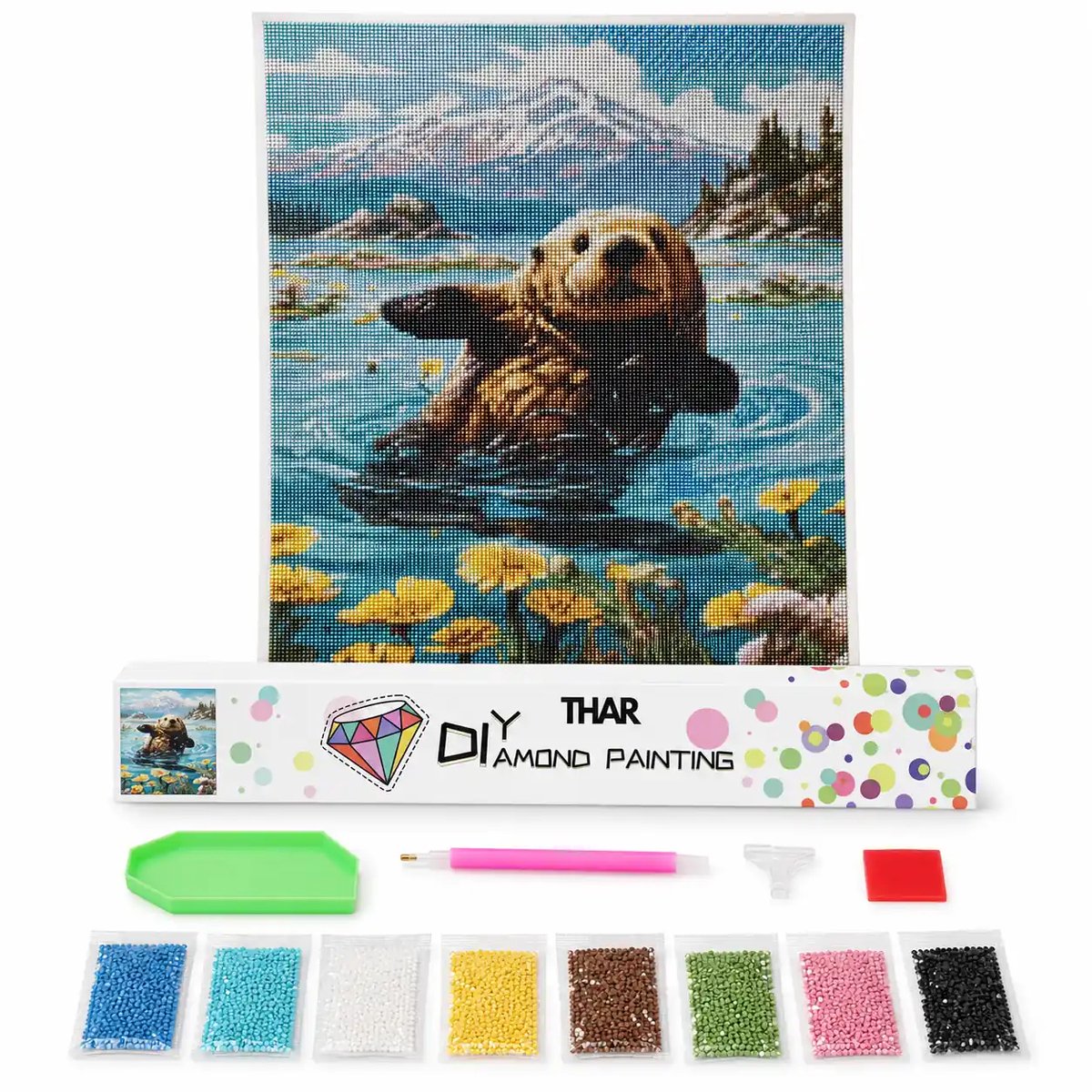 THAR Diamond Painting Zeeotter - 40x50 cm - Ronde Steentjes