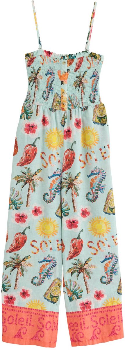 Next - Dames - Bandeau-jumpsuit met afneembare bandjes van linnenmix - Wit