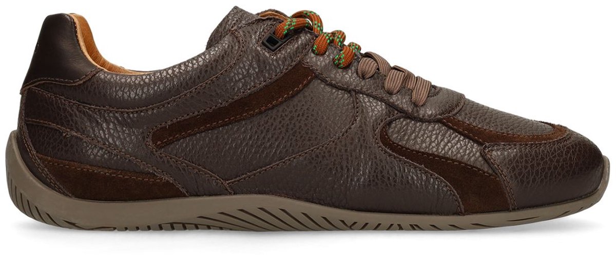 Manfield - Heren - Bruine leren sneakers - Maat 45