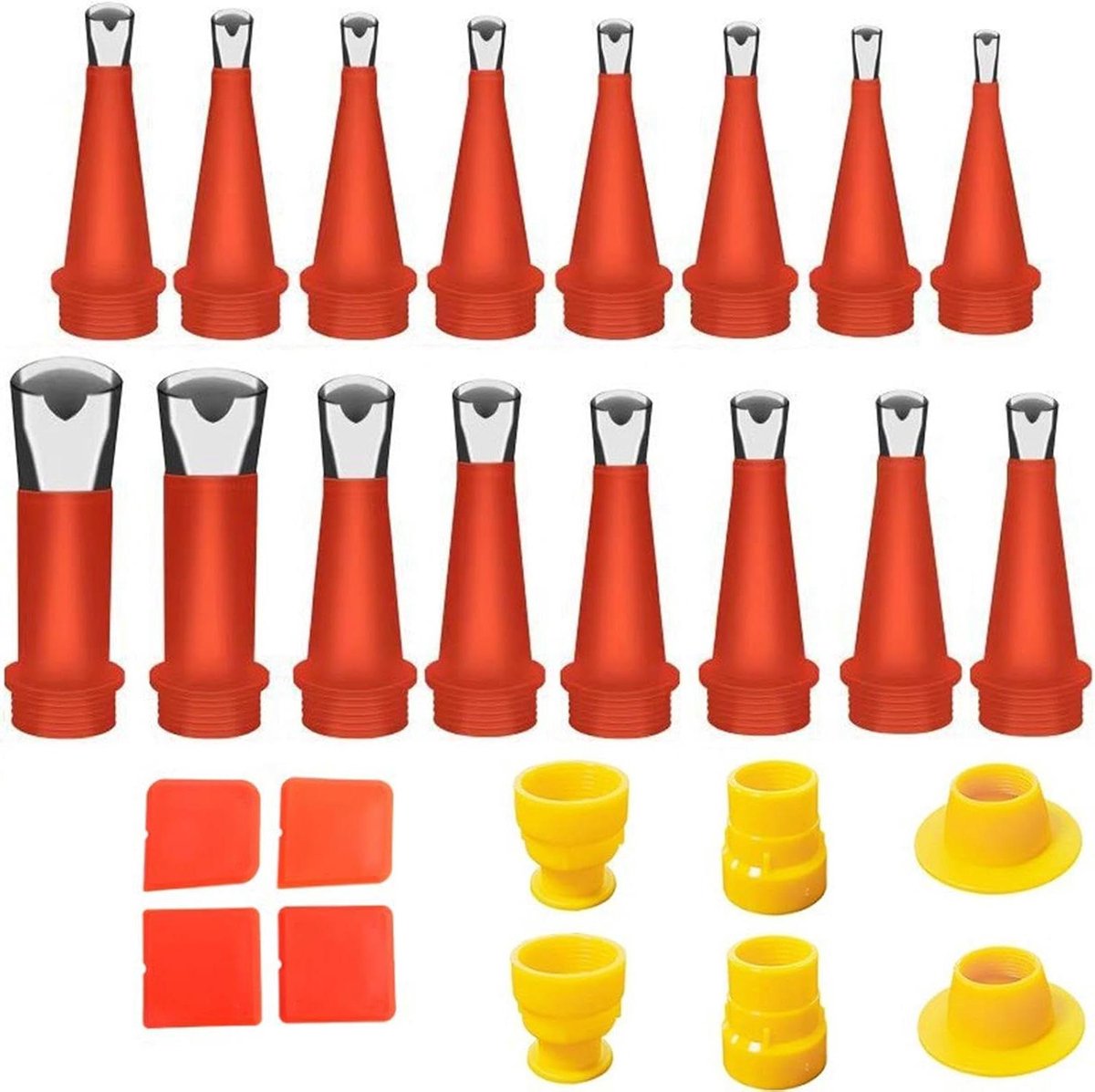 Voegenzuigmond Set - Afdichtgereedschap Spleetpunten - Nauwkeurig Afdichten - Roestvrij Staal - 16 stuks - Zilverkleurig