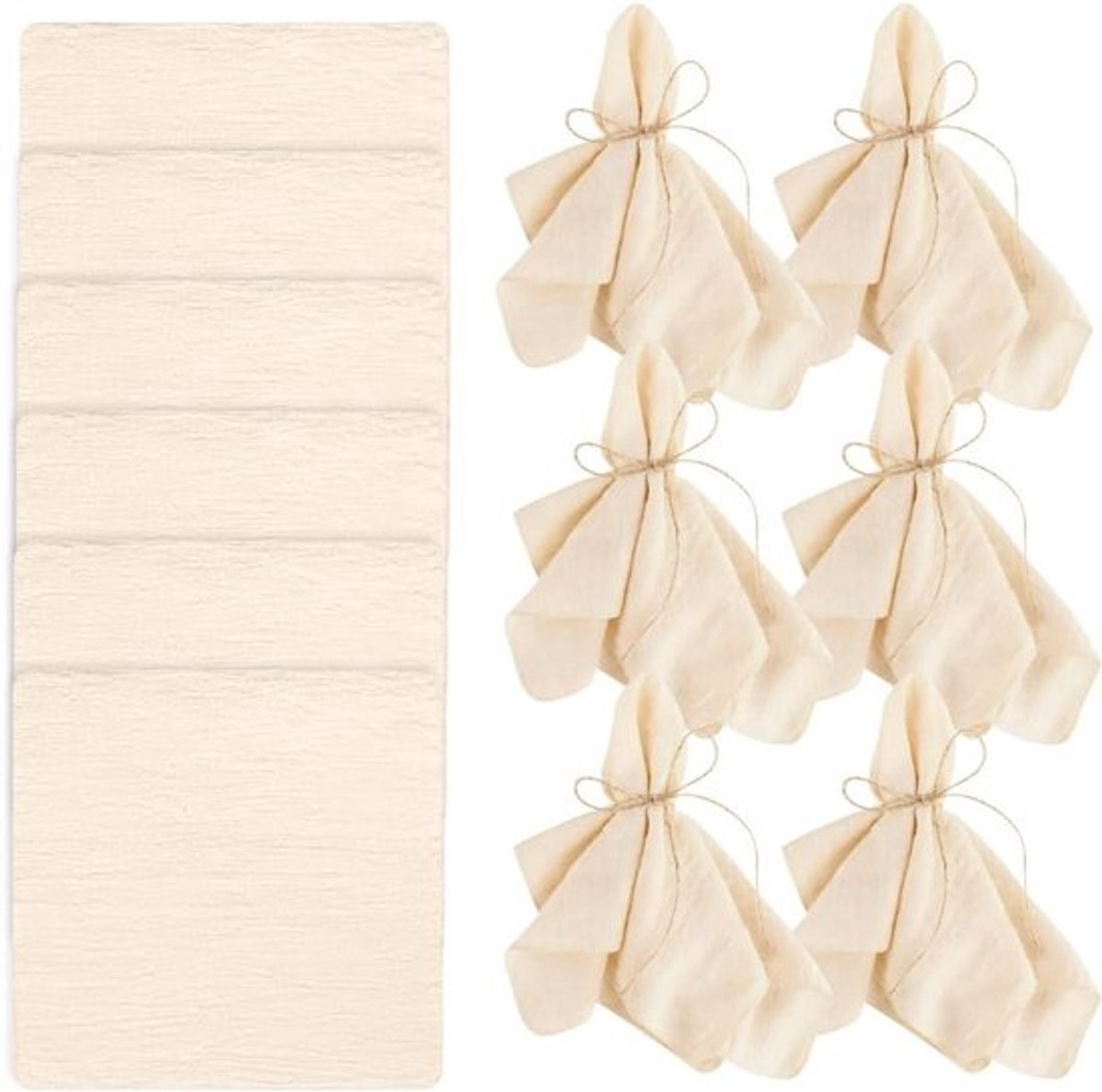 Beige Katoenen Servetten met Afgesloten Rand, 12 Stuks, 42 x 42 cm, Ideaal voor Feestjes, Bruiloften en Verjaardagen