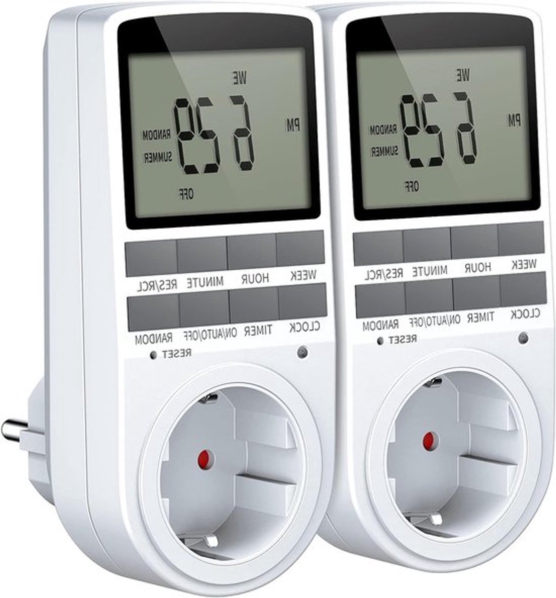 Digitale Timer Stekker met 10 Aan-uit Programma's en Willekeurige Modus, Ideaal voor Binnenverlichting en Huishoudelijke Apparaten (16A/3680W, 2 Stuks)