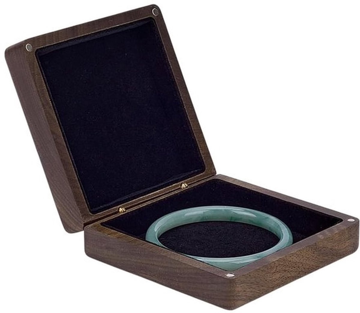 Sieradenbox Houten - Juwelenkistje - Juwerendoosje - Opbergdoos - Verstelbaar - 10.2x10.3x3.8cm - Zachte binnenkant - Juwelendoos