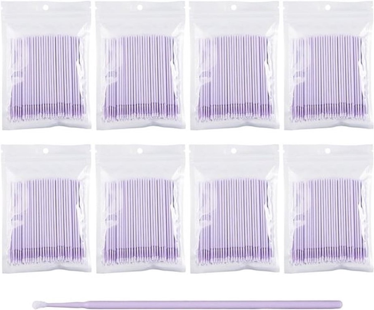 Set van 800 Microbrush Sticks voor Precisietoepassingen, Ideaal voor Wimpers, Cosmetica en Manicure, Flexibele Applicator Borstels voor Nauwkeurige Toepassing