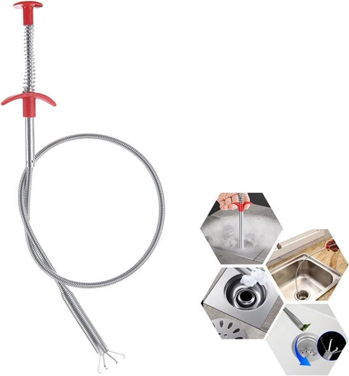 Ontstoppingsgereedschap - Flexibele afvoerontstopper - Afvoerstok - Pijpontstopper gereedschap met gemakkelijke bediening - Herbruikbare afvoerontstopper borstel voor keukenafvoer