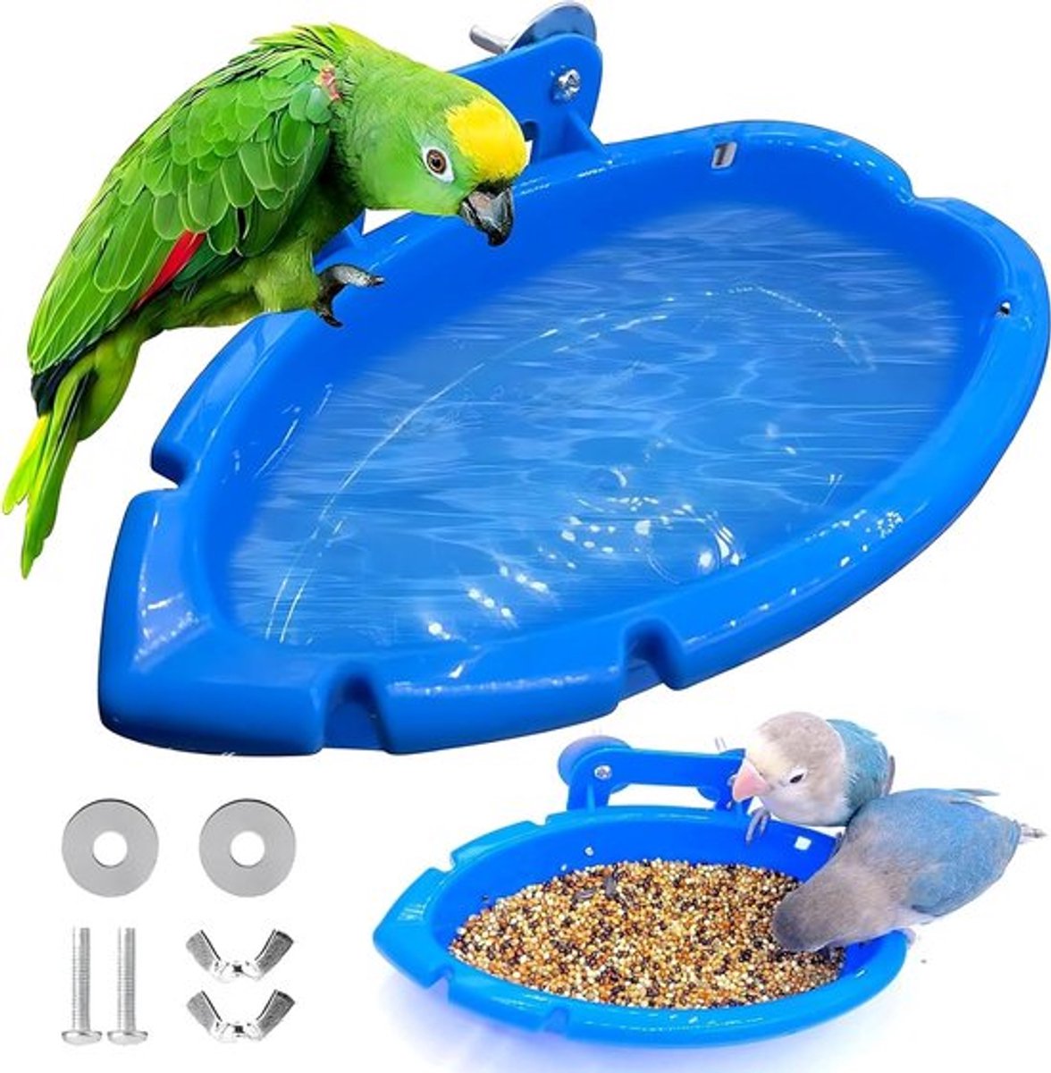 2 Stuks Vogel Douchebak, Papegaai Badkuip, Douche Accessoires voor Vogels, Badaccessoires voor Kleine Vogels, Vogelkooi Douche Bak voor Papegaaien en Kleine Vogels