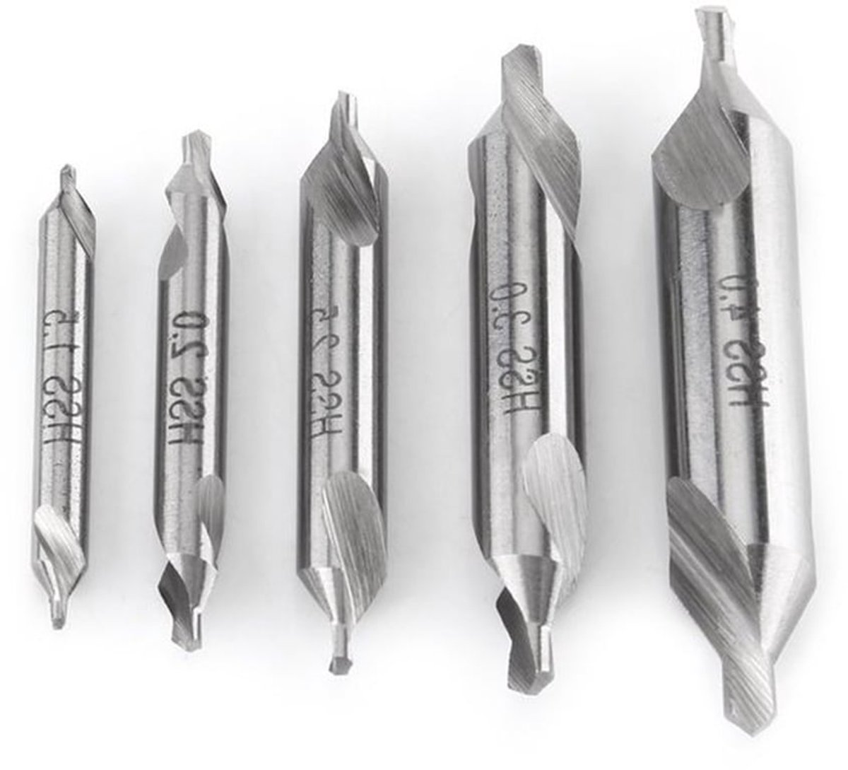 Set van 5 Dubbel Eind Boor met 60 Graden Hoek - 1.5mm, 2.0mm, 2.5mm, 3.0mm, 4.0mm - Precisie, Houtbewerking, Metaalbewerking