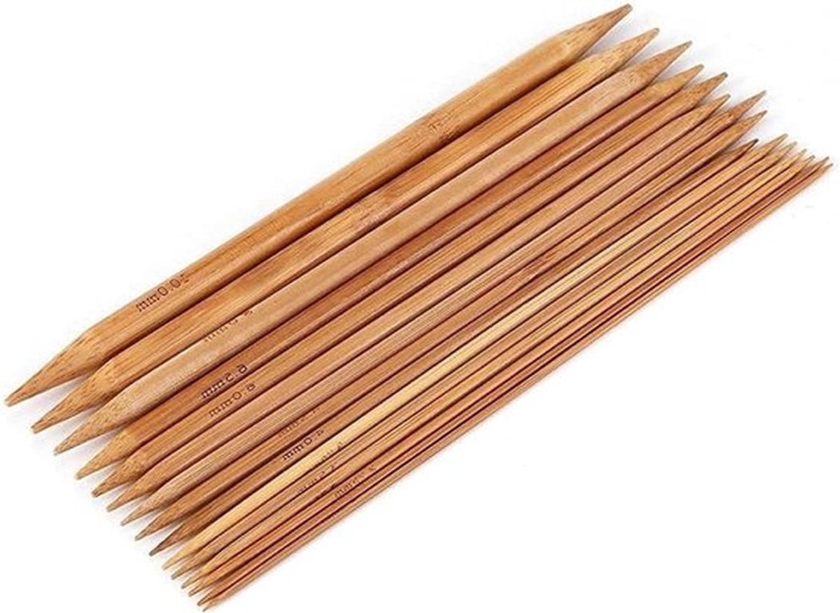 Set van Bamboe Breinaalden - Enkele, Dubbele en Rond (20 cm) voor Handwerken en Breien