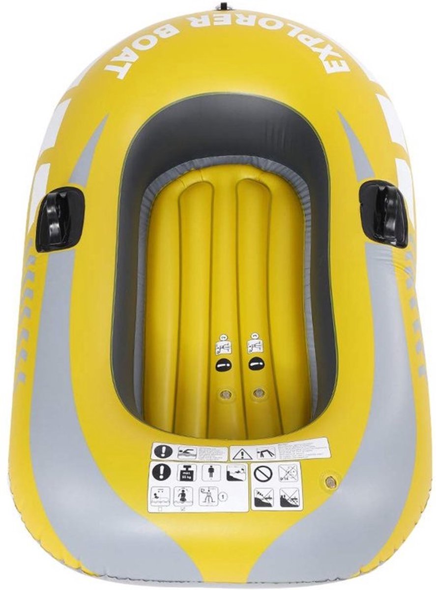 Opblaasboot met zwaar ontwerp - Opblaasboot voor 1 Persoon - Snelle inflatie/deflatie - Peddelbevestigingen - Draagvermogen 55 kg - Compact opvouwbaar - Kajak