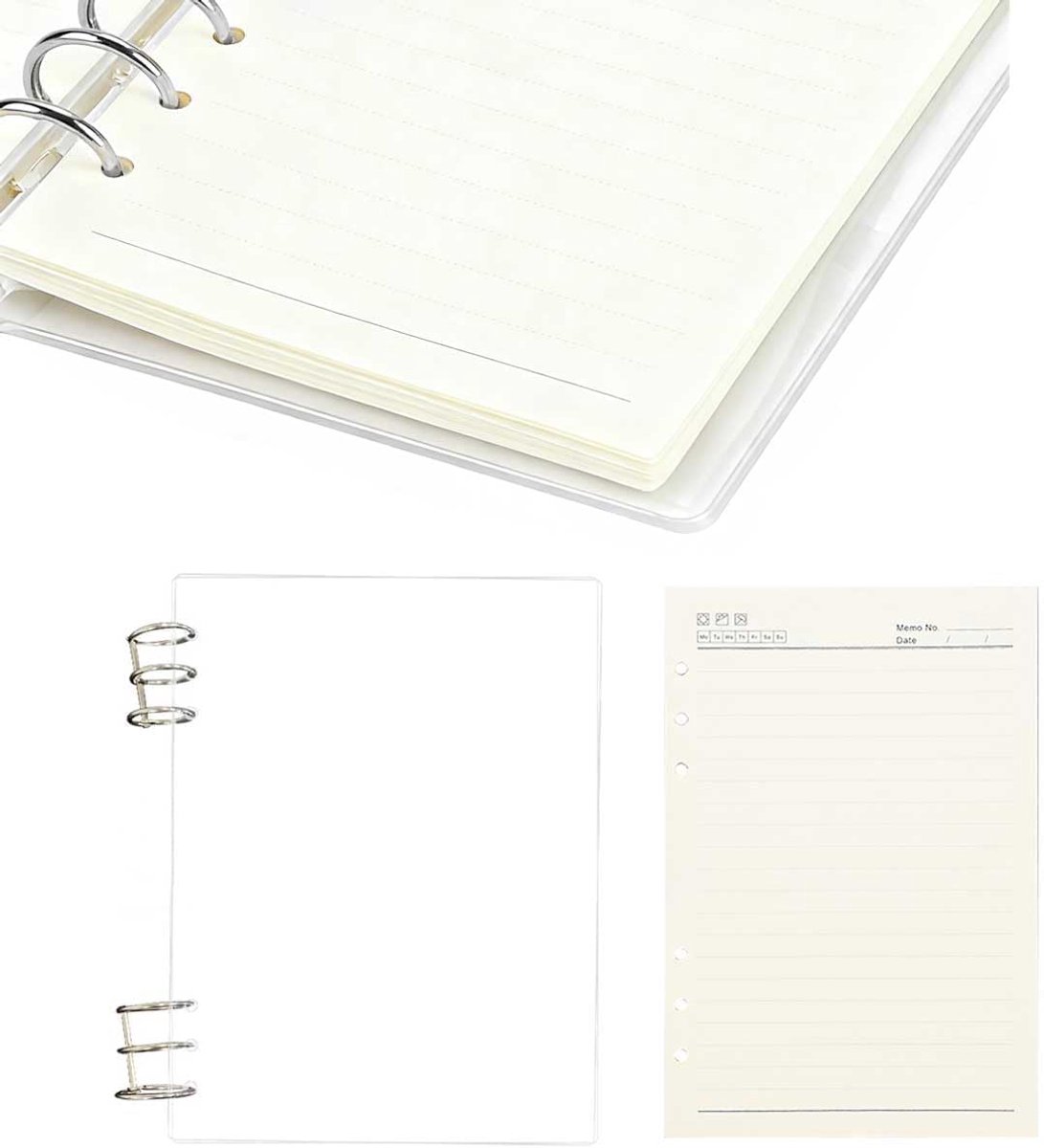 A5 acryl binder cover helder - 6-ring notitieboek binder - hervulbaar met 40 vellen papier - persoonlijke planner - SnelShoppen