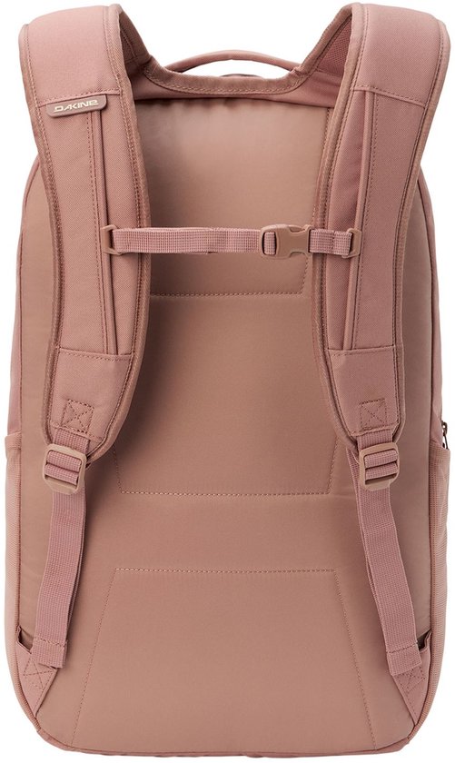 Dakine Campus rugzak, 33L, oud roze, achterkant met verstelbare banden en gesp.