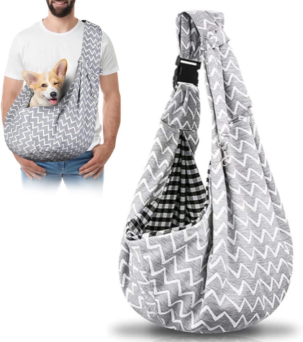 Draagzak Hond - Reismand - Uitjes met huisdier - Verstelbare band - Tot 7.5 kg - Gegolfd grijs
