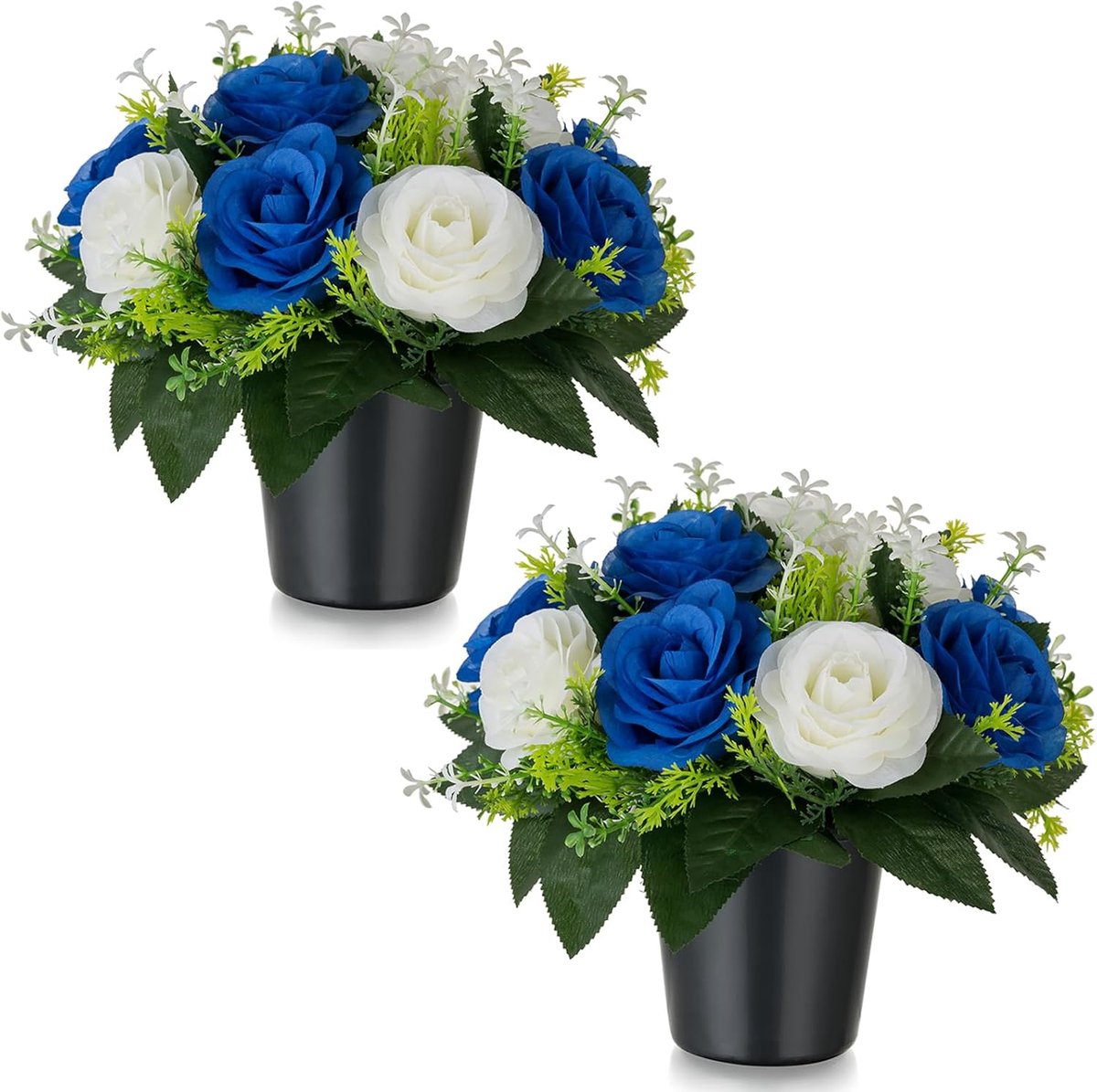 SnelShoppen - 2 Stuks Blauw Roze Zijde Begraafplaats Bloem - Kunstbloemen voor Begrafenis - Outdoor Decoratie en Memorial Ornamenten - Nep Boeket met