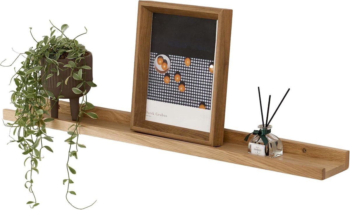 40 cm Eiken Houten Wandplank - Zwevende Plank voor Woonkamer, Slaapkamer en Badkamer met Stijlvolle Opbergruimte