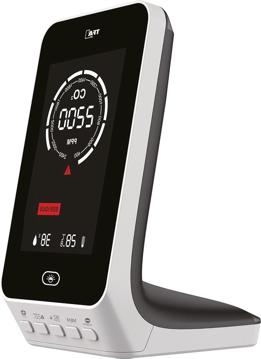 CO2 Monitor - Luchtkwaliteit Sensor - Binnenklimaat Bewaken - NDIR Dual Beam Sensor - 144 mm Hoogte - Wit