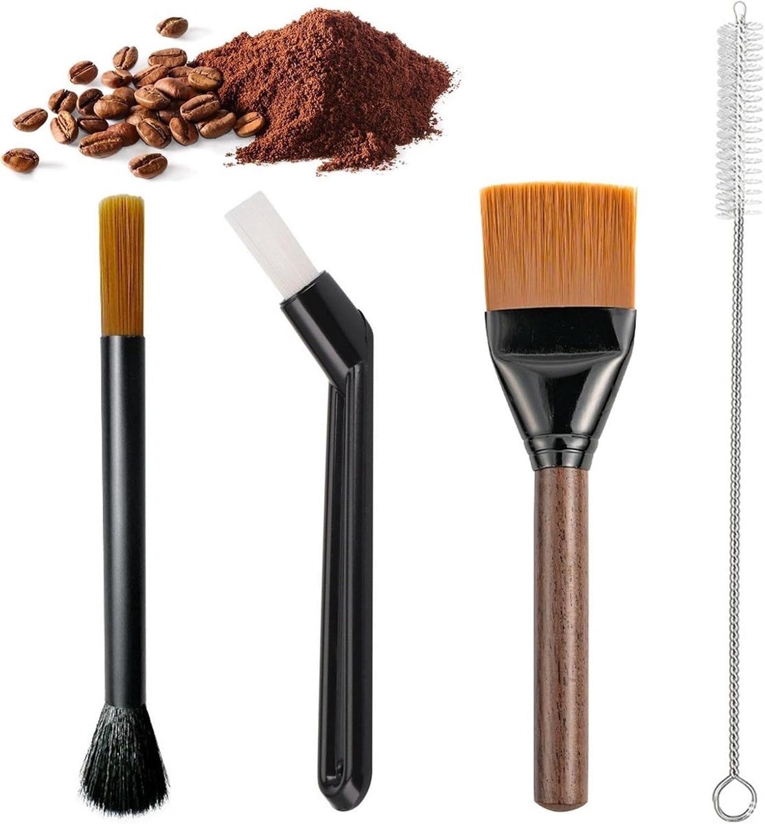 Professionele Coffee Cleaning Kit met 4 Stukken Espresso Machine Borstels voor het Reinigen van Koffiedik en Lastige Hoeken