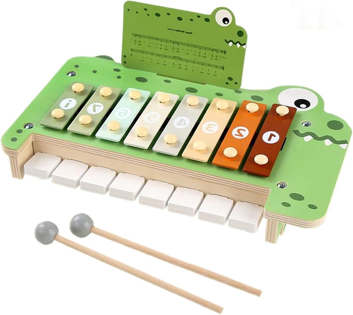 Kinderpiano - Muziek Speelgoed - Spelenderwijs Leren - Multisensorisch Leren - 298 x 18 x 72 cm - Houtkleurig