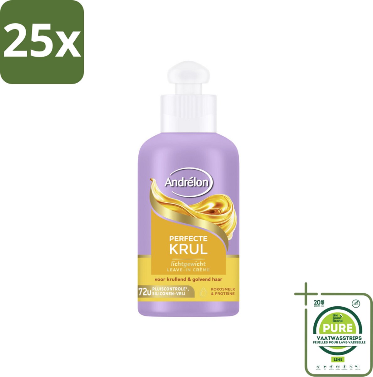 25 x Andrélon – Leave-In Crème – Perfecte Krul – 200 ml - Grootverpakking - Krullen Verzorgen - Krullen Definiëren - Krullen Pluisvrij - Krullen Hyderaten - Kokosmelk Haar