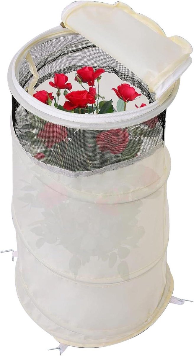 Rozenbeschermkegel - Plantenhoes Vorst - Winterbescherming Planten - Ademend Mesh Dak - 33 x 23 x 50 cm - Zwart