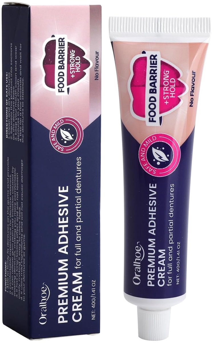 Tandprothese hechtcrème 40g - Zinkvrij - Sterke grip - Veilig eten en praten - ShopVlot