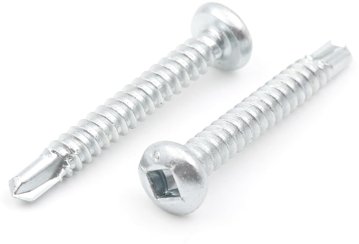 SnelShoppen - 200 Stuks Zelftappende Schroeven 4.2x32mm met Bit Halve Cirkelkop Vierkante Aandrijving SQ2 Staal Gehard Gegalvaniseerd Roestbestendig v