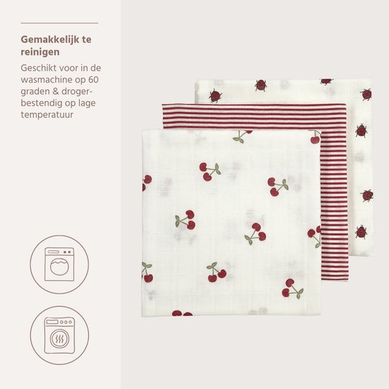 Meyco Baby Girly Garden Hydrofiele Doeken - 3-pack - Multicolour - 70x70cm van Meyco Baby — afbeelding 4