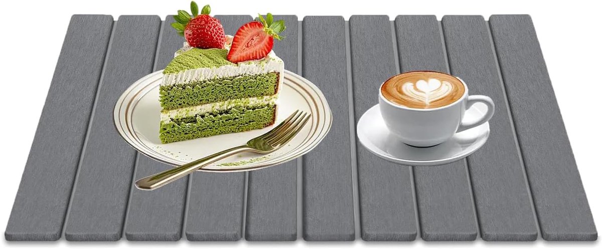 Stone Draining Mat for Countertop, 60 x 40 cm, Pebble Ground Drying Mat, Non-Slip, with Sandpaper and Net Pad - ShopVlot