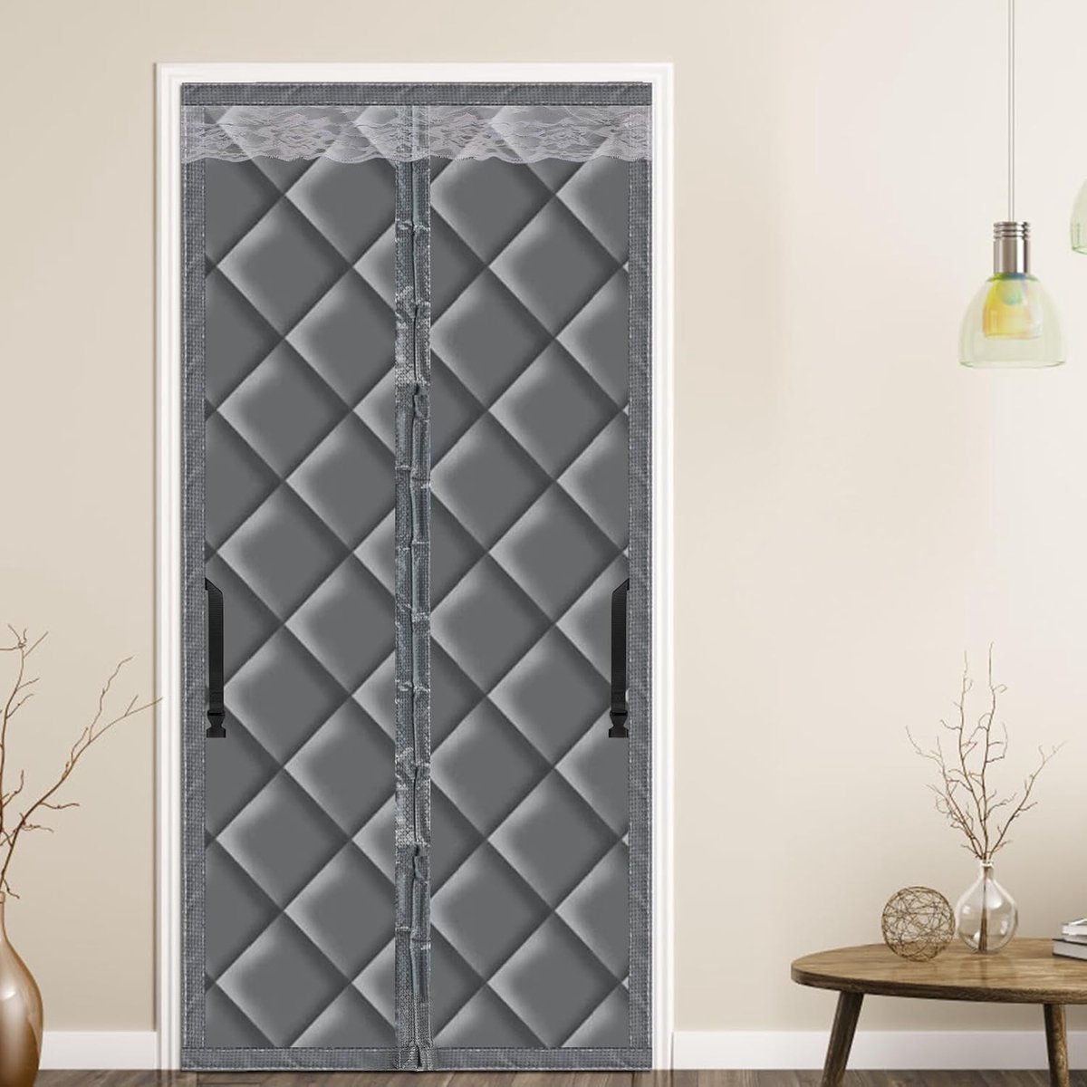 SnelShoppen - Magnetisch Thermisch Gordijn voor Deuren, 70 x 200 cm, Warmte- en Kouprotectie, Waterafstotend, Dikke Katoenen Flanel, Winddicht, Ideaal