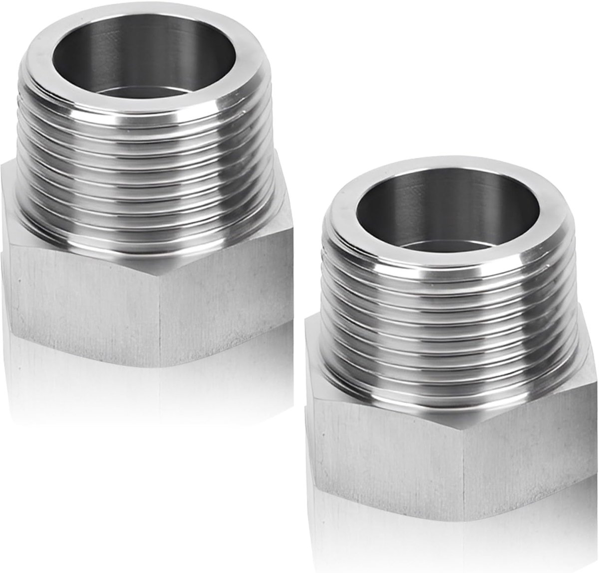2pcs reducer 1/2 to 3/8, stainless steel reducer 1/2" male thread to 3/8" female thread, AG/IG reducer, reducer nipple - ShopVlot